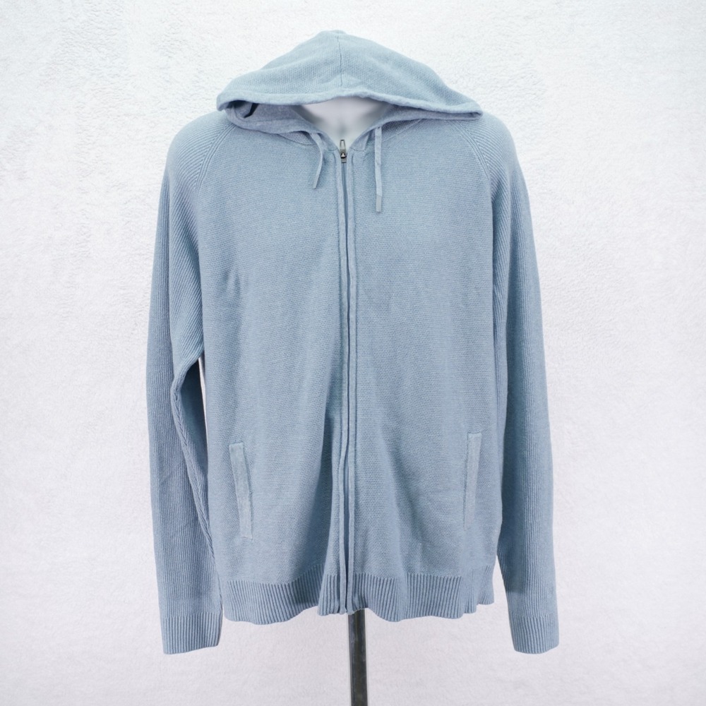 Modern Ambition Men's Blue Knit Full Zip Hooded Sweater‎ XL Pockets